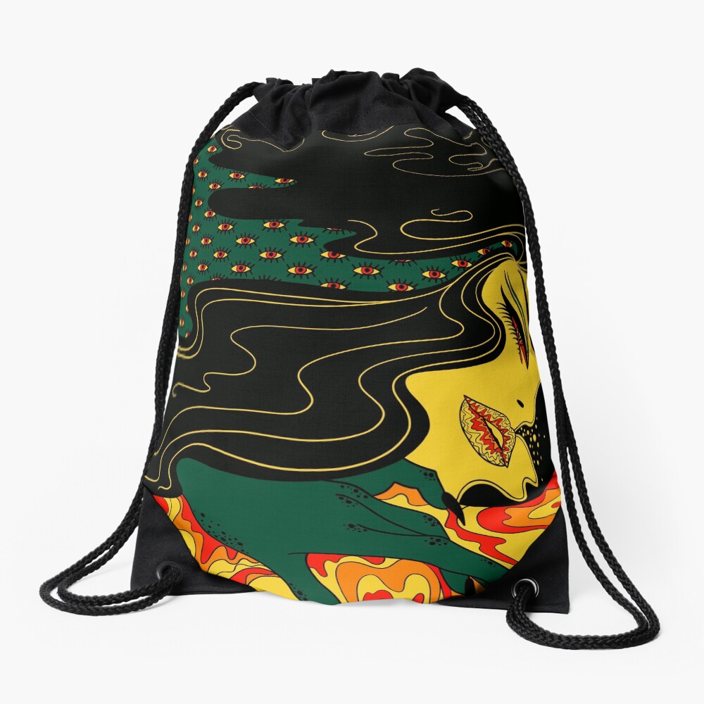 Surreal Lady Drawstring Bag