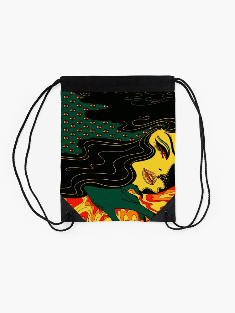 Alternate view of Surreal Lady Drawstring Bag