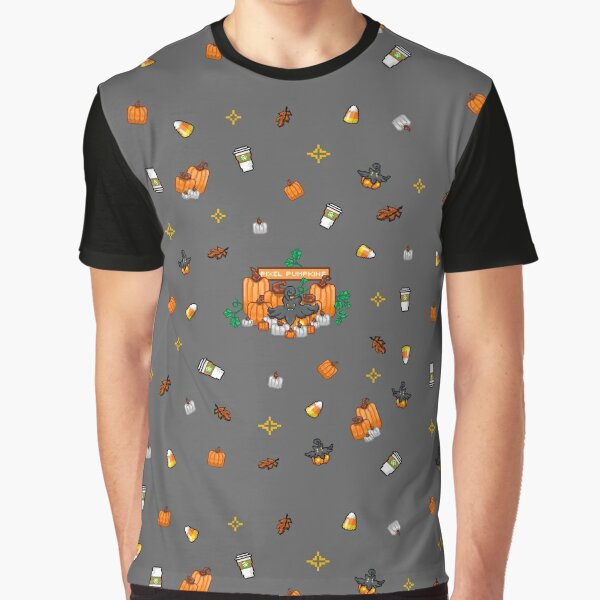 Dark Pixel Pumpkin Background Graphic T-Shirt