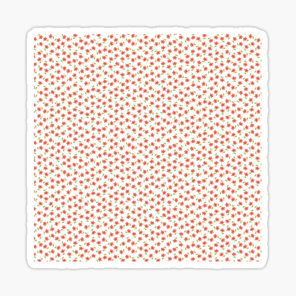 Ditsy Floral - Coral and Green on White Sticker