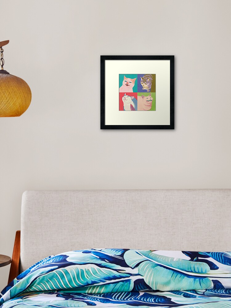 Thumbnail 1 of 7, Framed Art Print, Four Meme Cats of the Apocalypse designed and sold by karmabees.