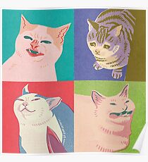 Four Meme Cats of the Apocalypse Poster