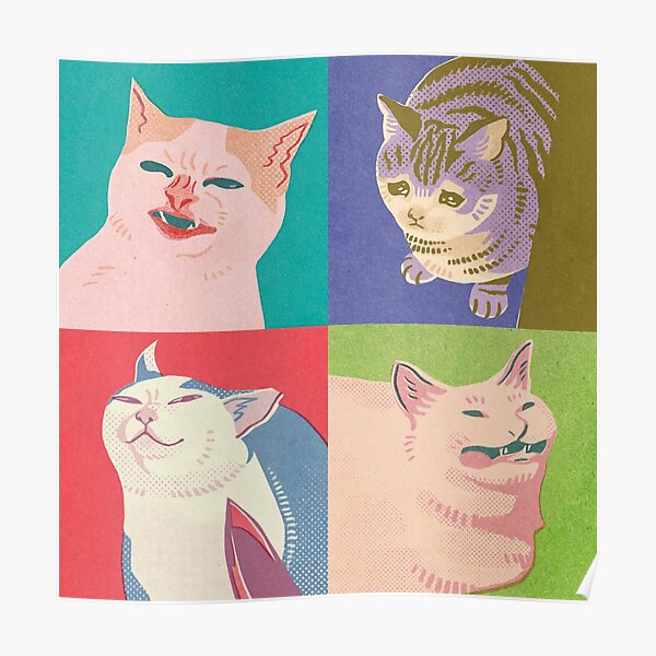 Four Meme Cats of the Apocalypse Poster