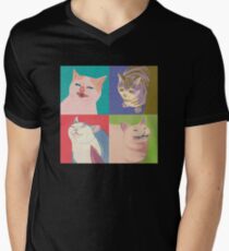 Four Meme Cats of the Apocalypse V-Neck T-Shirt