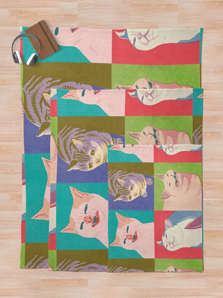 Alternate view of Four Meme Cats of the Apocalypse Throw Blanket