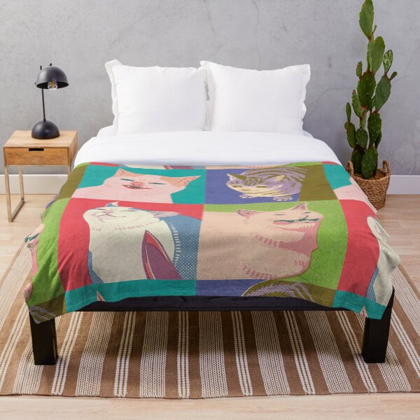 Four Meme Cats of the Apocalypse Throw Blanket