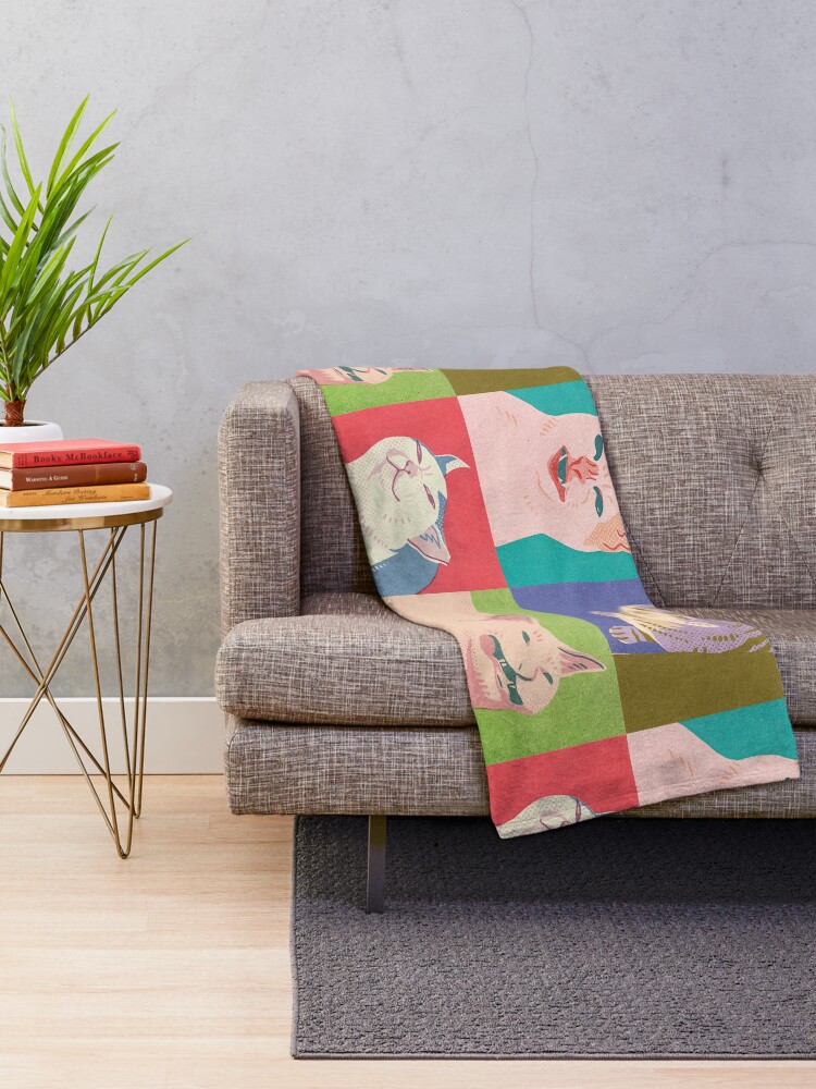 Alternate view of Four Meme Cats of the Apocalypse Throw Blanket
