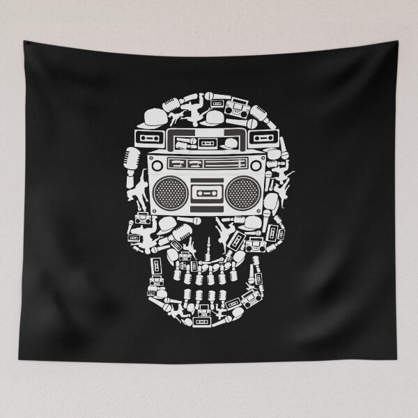 Item preview, 90s Boombox Skull Hip Hop / Old School Rap Music Break Beat Rapper Gangster Microphone MC Getto Break Dance Streetstyle BBoy Gift Idea designed and sold by SimonGs.