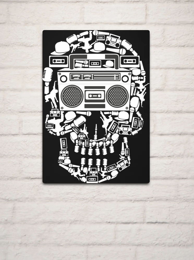 90s Boombox Skull Hip Hop / Old School Rap Music Break Beat Rapper Gangster  Microphone MC Getto Break Dance Streetstyle BBoy Gift Idea | Metal Print