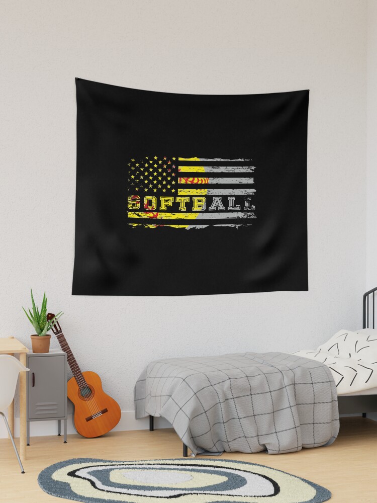 American Flag Softball Team Tapestry