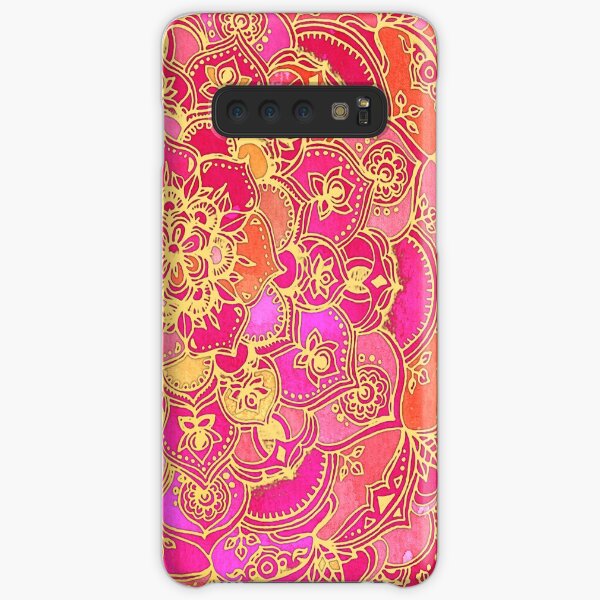 Hot Pink and Gold Baroque Floral Pattern Samsung Galaxy Snap Case