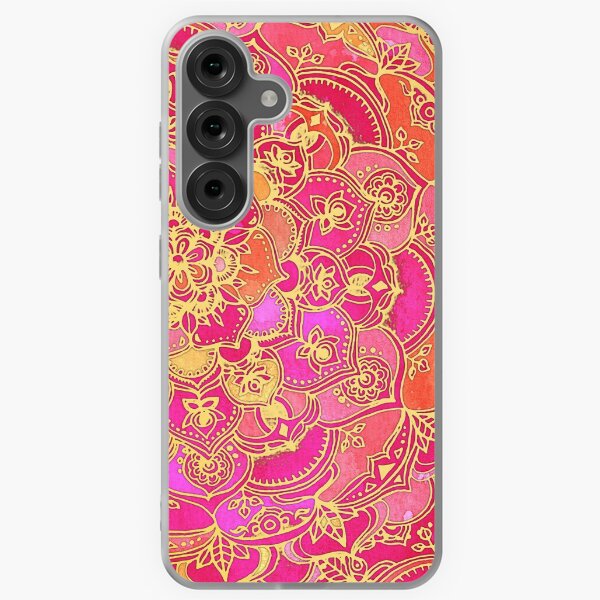 Item preview, Hot Pink and Gold Baroque Floral Pattern designed and sold by micklyn.
