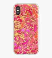 Pink und Gold Barock Blumenmuster iPhone-Hülle & Cover