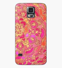Pink und Gold Barock Blumenmuster Hülle & Klebefolie für Samsung Galaxy