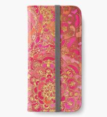 Vinilo o funda para iPhone Patrón floral barroco rosa y oro caliente