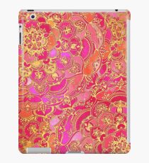 Hot Pink and Gold Baroque Floral Pattern iPad Case/Skin