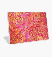 Vinilo para portátil Patrón floral barroco rosa y oro caliente