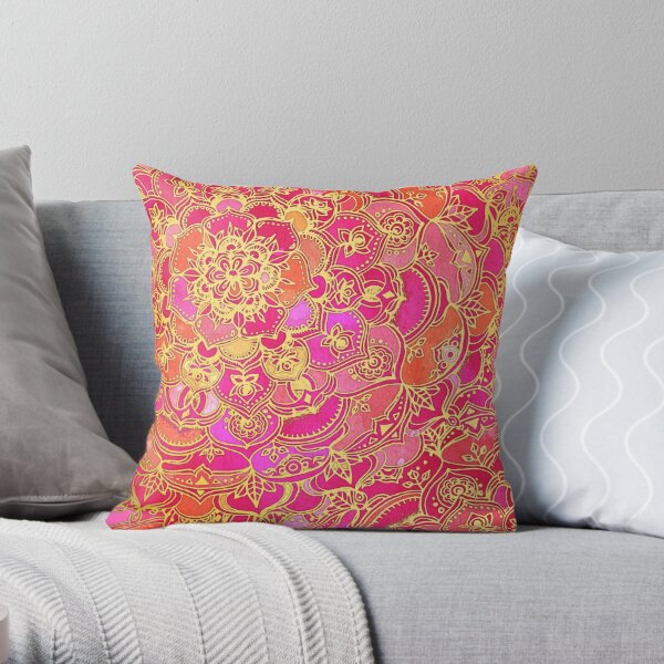 Orange Mandala Pillows & Cushions for Sale