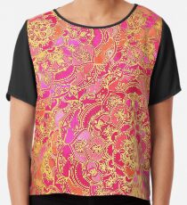 Pink und Gold Barock Blumenmuster Chiffontop