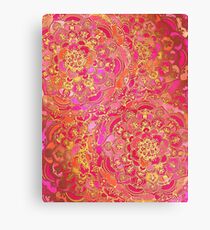 Pink und Gold Barock Blumenmuster Leinwanddruck