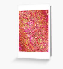 Pink und Gold Barock Blumenmuster Grußkarte