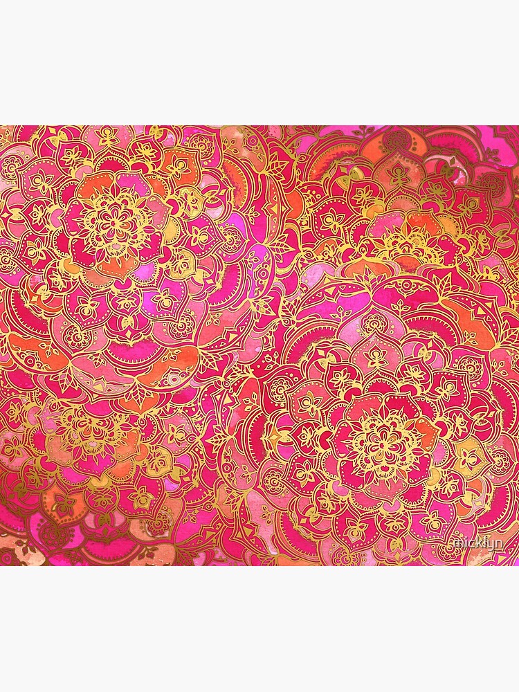 Hot Pink and Gold Baroque Floral Pattern by micklyn