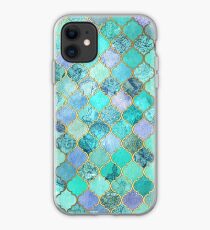 Cool Jade & Icy Mint Decorative Moroccan Tile Pattern iPhone Case