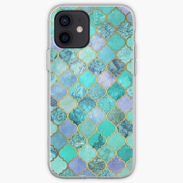 Cool Jade & Icy Mint Decorative Moroccan Tile Pattern iPhone Soft Case