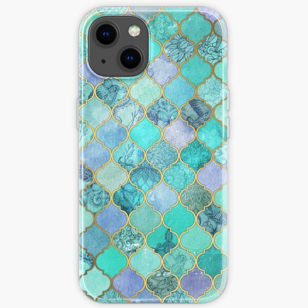Cool Jade & Icy Mint Decorative Moroccan Tile Pattern iPhone Soft Case