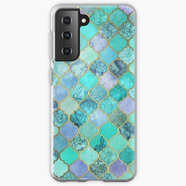 Cool Jade & Icy Mint Decorative Moroccan Tile Pattern Samsung Galaxy Soft Case