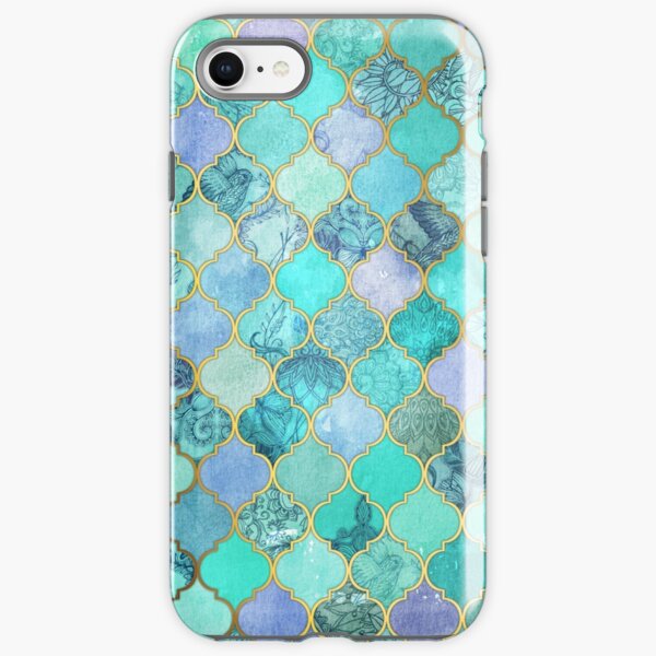 Cool Jade & Icy Mint Decorative Moroccan Tile Pattern iPhone Tough Case