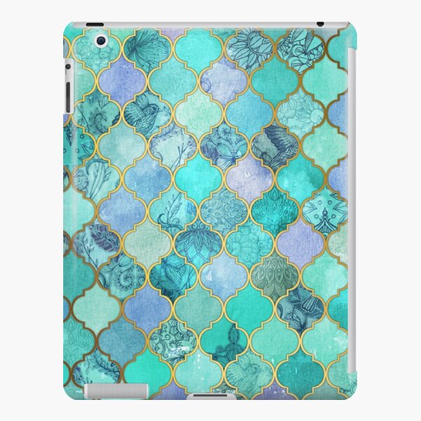 Cool Jade & Icy Mint Decorative Moroccan Tile Pattern iPad Snap Case