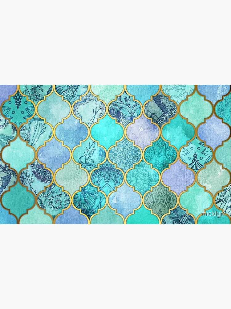 Cool Jade & Icy Mint Decorative Moroccan Tile Pattern