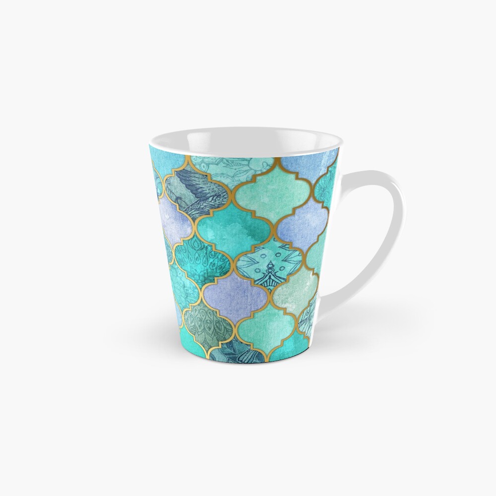 Cool Jade & Icy Mint Decorative Moroccan Tile Pattern