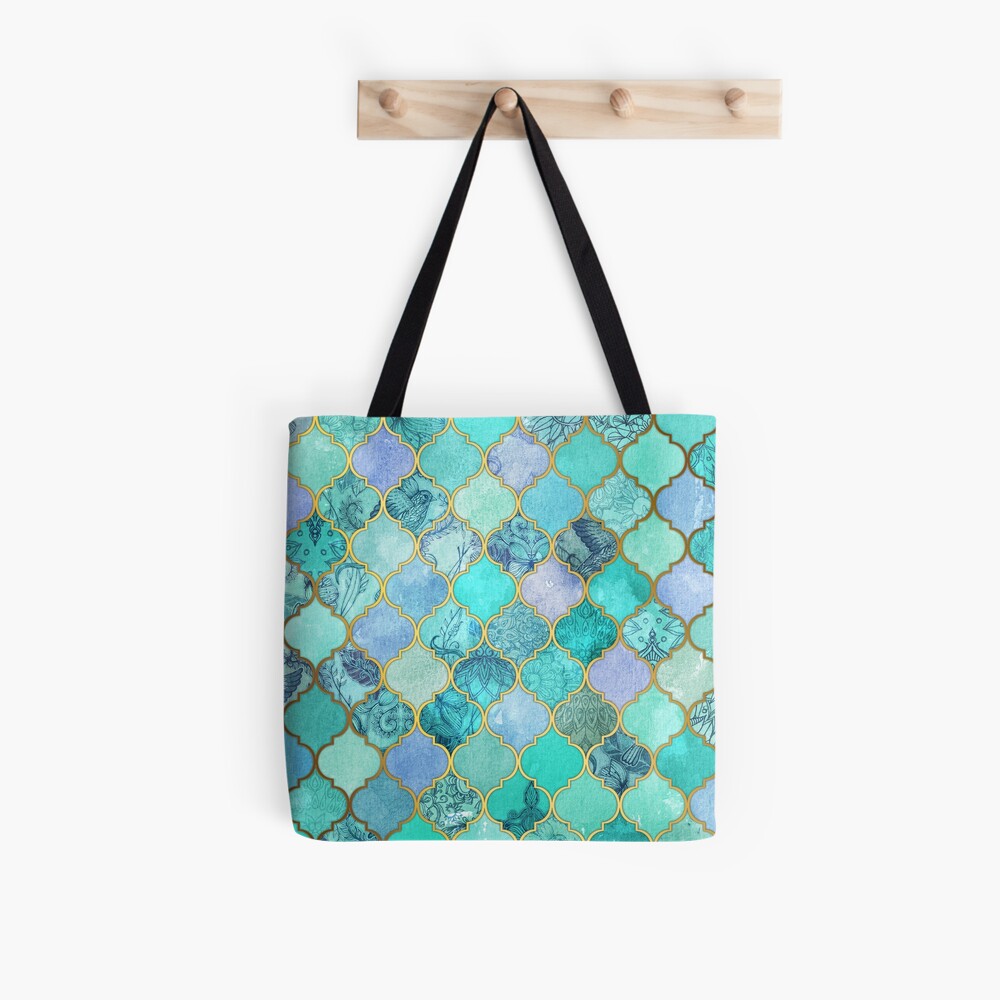 Cool Jade & Icy Mint Decorative Moroccan Tile Pattern