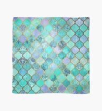 Cool Jade & Icy Mint Decorative Moroccan Tile Pattern Scarf