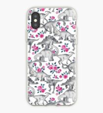 Dinosaurs and Roses – white iPhone Case