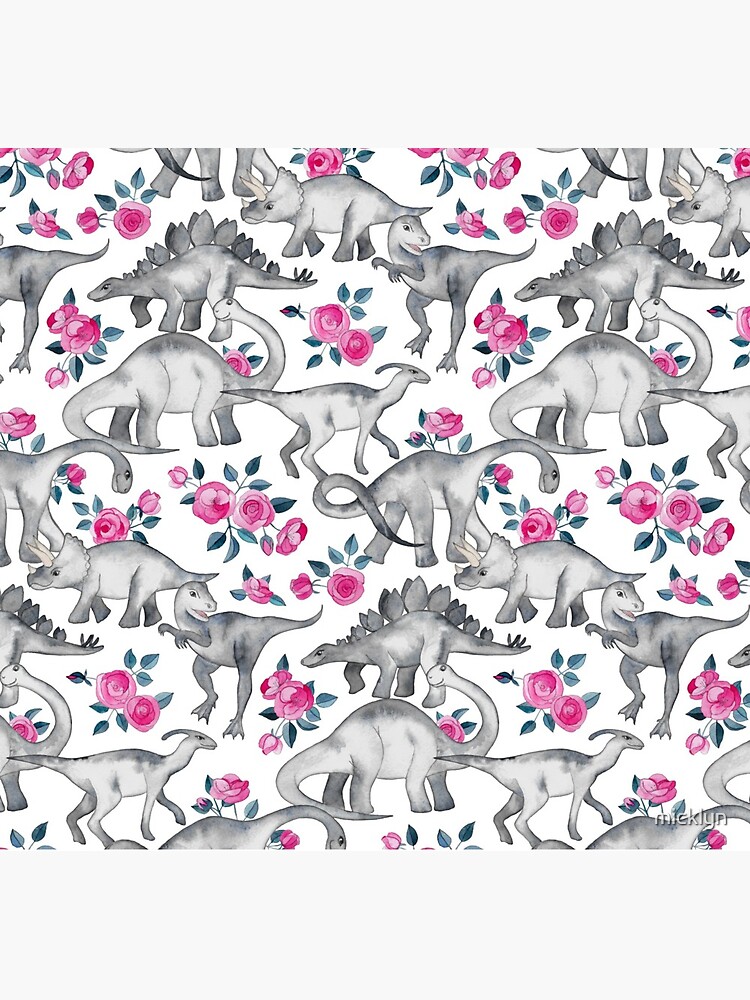 Dinosaurs and Roses – white by micklyn