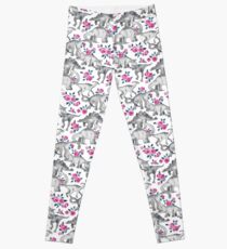 Dinosaurs and Roses – white Leggings
