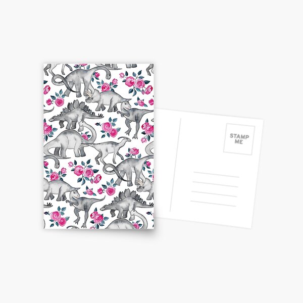Item preview, Dinosaures et roses – blanc designed and sold by micklyn.