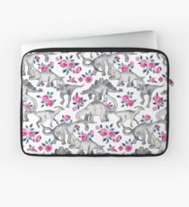 Dinosaurier und Rosen - weiß Laptoptasche