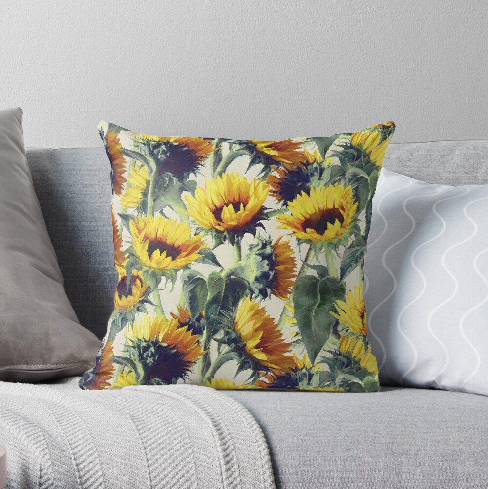 "Sunflowers Forever" Throw Pillow by micklyn | Redbubble