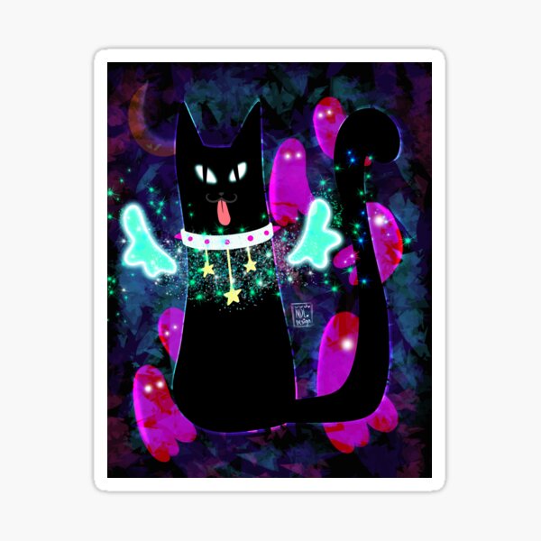 Black Cat White Collar Sticker