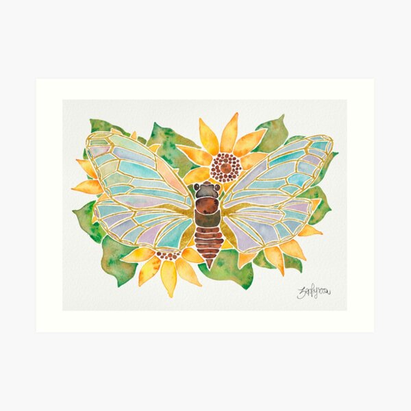 Cicada on Sunflowers Art Print