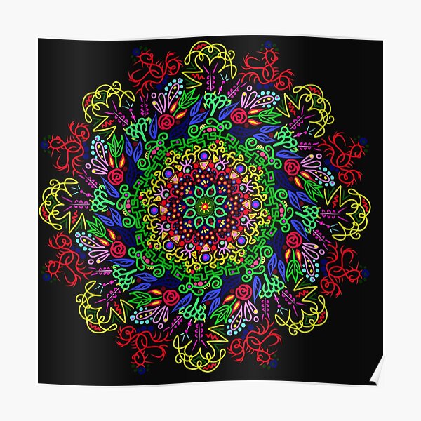 berries and roses mandala Poster