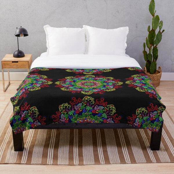 berries and roses mandala Throw Blanket