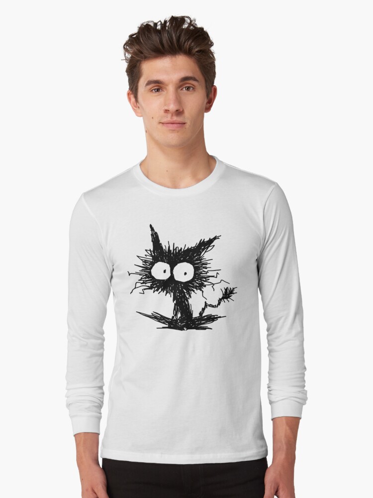 Aperçu 1 sur 5. T-shirt manches longues avec l'œuvre Chaton noir négligé GabiGabi créée et vendue par nekomeandon.