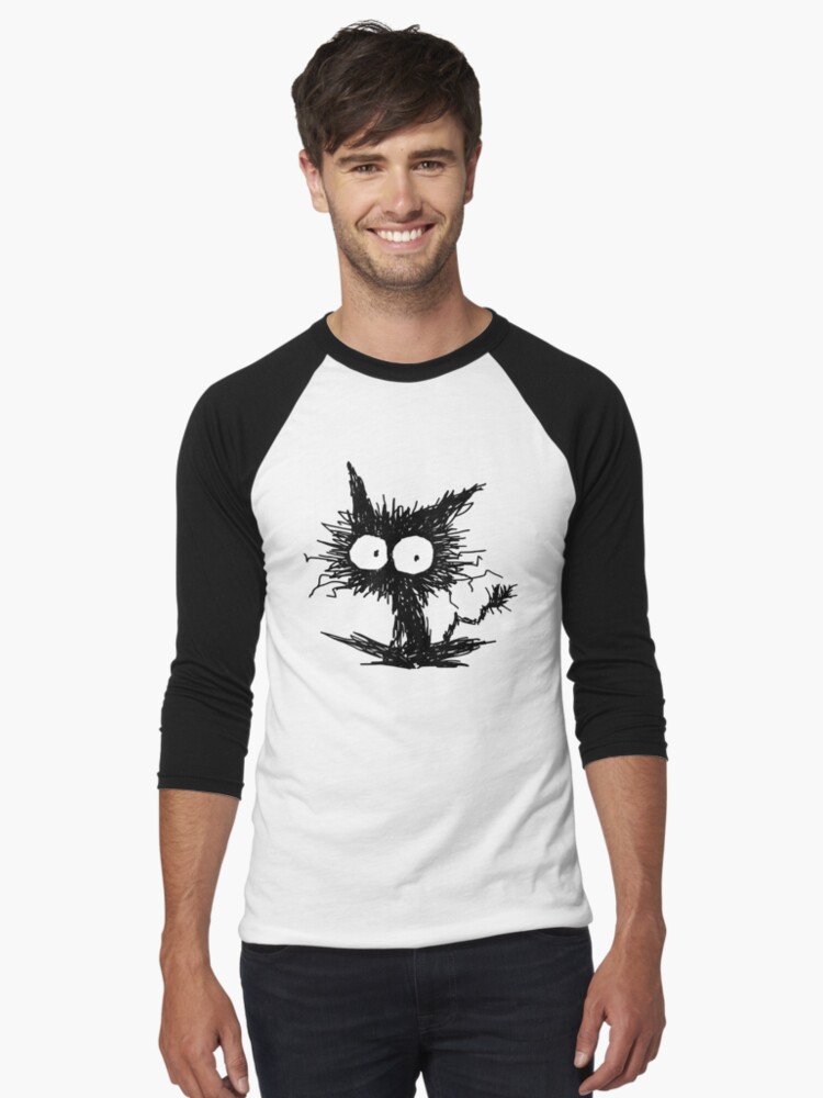 Aperçu 1 sur 3. T-shirt baseball manches ¾ avec l'œuvre Chaton noir négligé GabiGabi créée et vendue par nekomeandon.