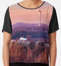 Wind Turbines At Sunset Chiffon Top