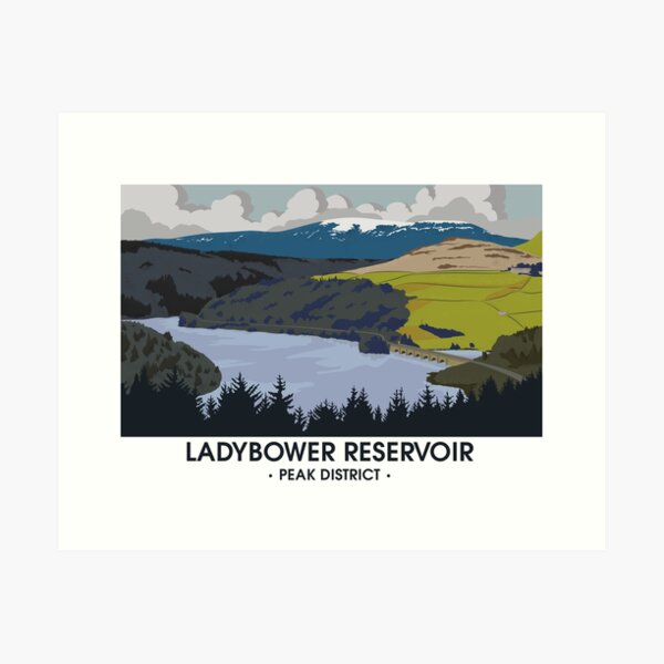 Item preview, Ladybower Reservoir - Peak District - Snake Pass - Travel Poster designed and sold by Inflict Design.